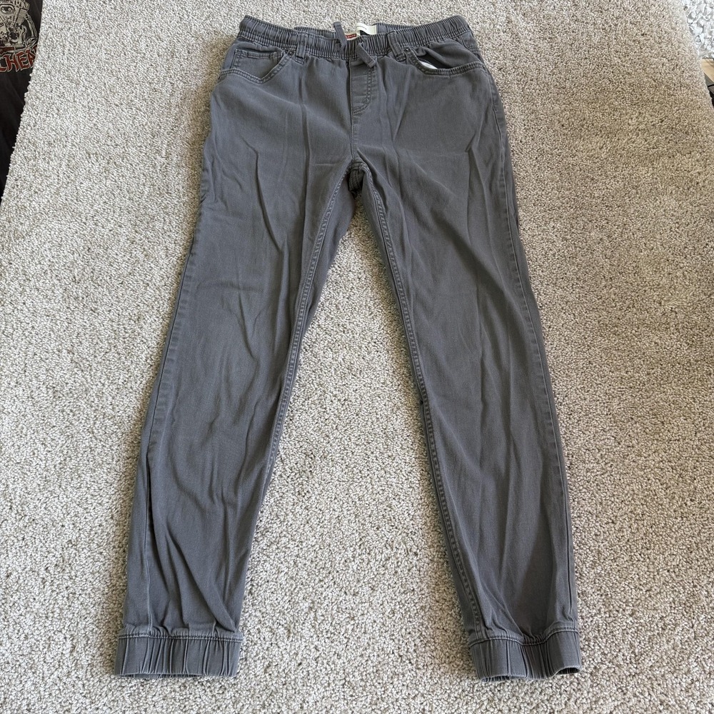 Levis Jogger Pants Kids XL Gray Denim Elastic Waist Pockets Casual Fall